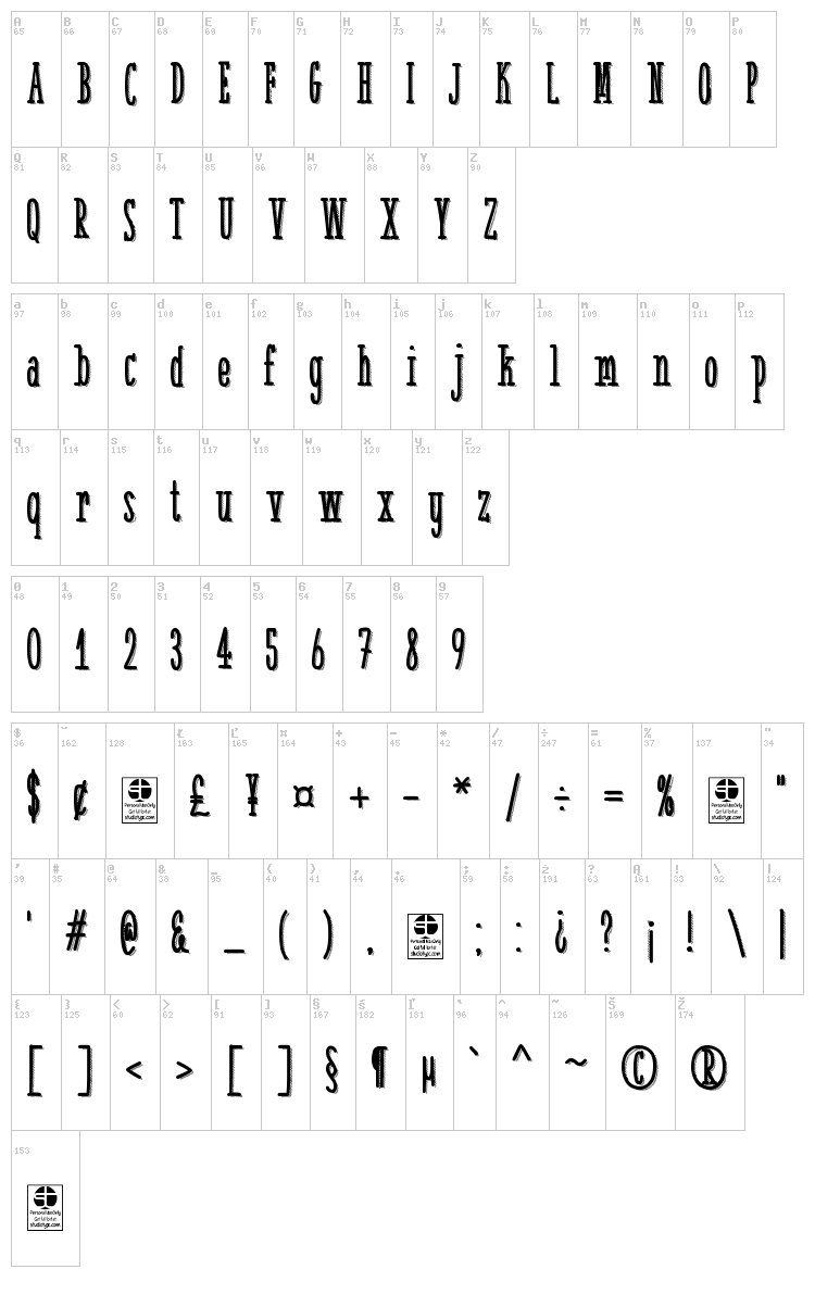 White Festive font map